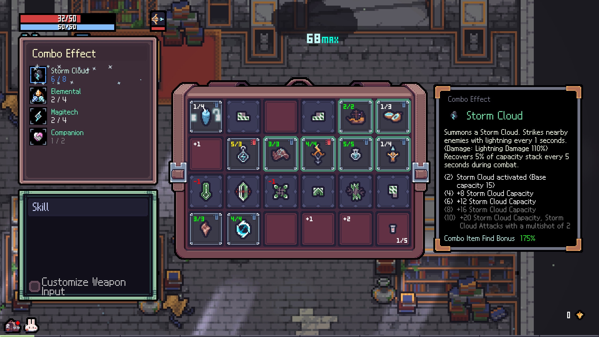 Sephiria real inventory: Storm Cloud combo at 6/8 stacks